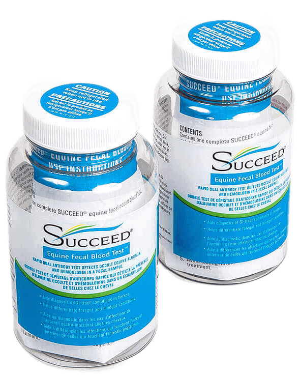 immagine descrittiva kit Succeed Equine Fecal Blood test rapidi trasparente