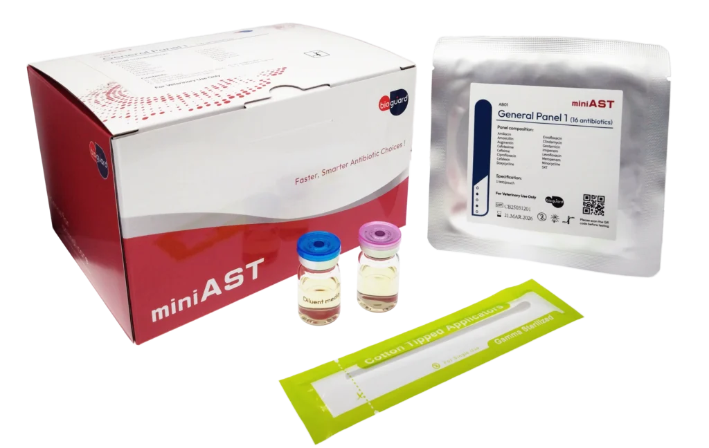 analizzatore antibiogramma veterinario, analizzatore miniAST Bioguard, test di sensibilità antibiotica rapido, antibiogramma per piccoli animali, antibiogramma automatico veterinario